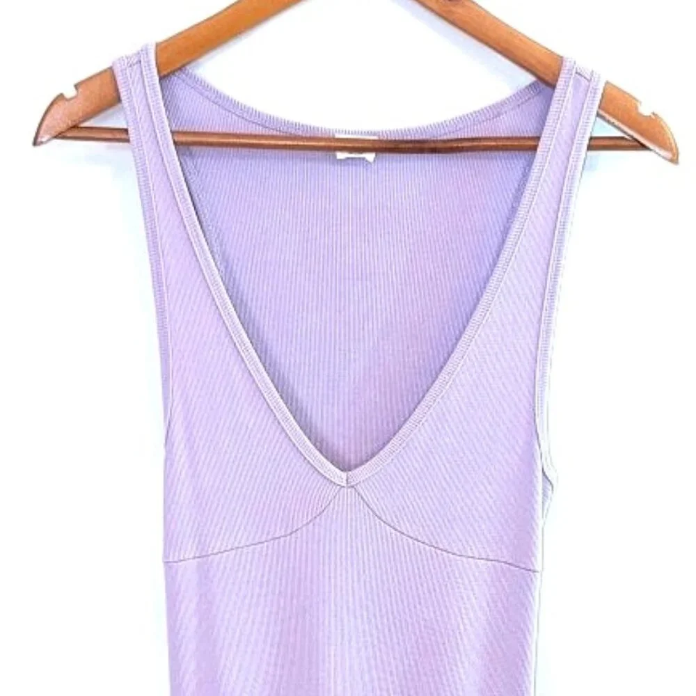 Wilfred Free | Aritzia Ribbed Tank Midi Dress in Lilac Purple | Size Small - Picture 5 of 11